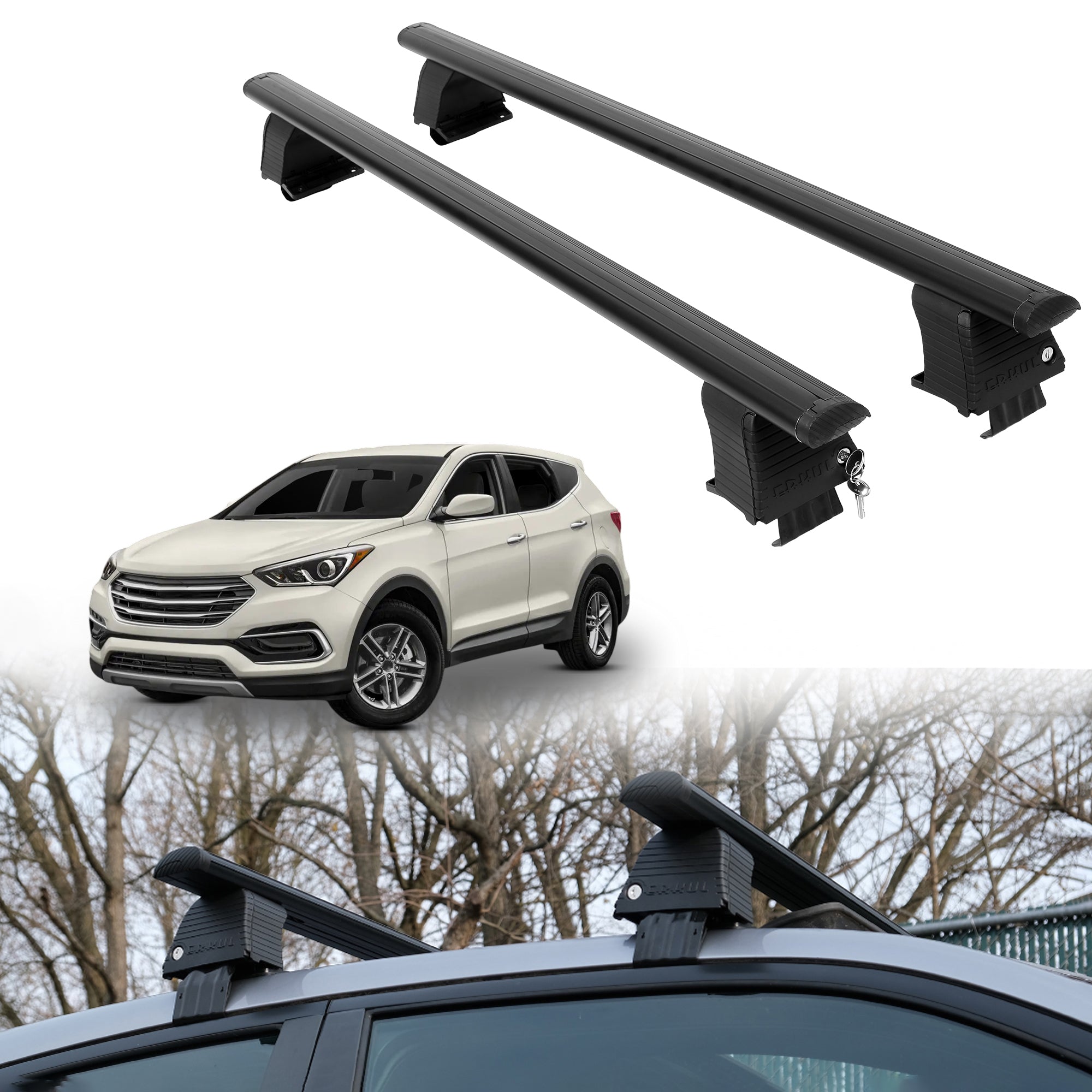 Roof Rack Crossbars for Hyundai Santa Fe Sport 2014-2018 - Black