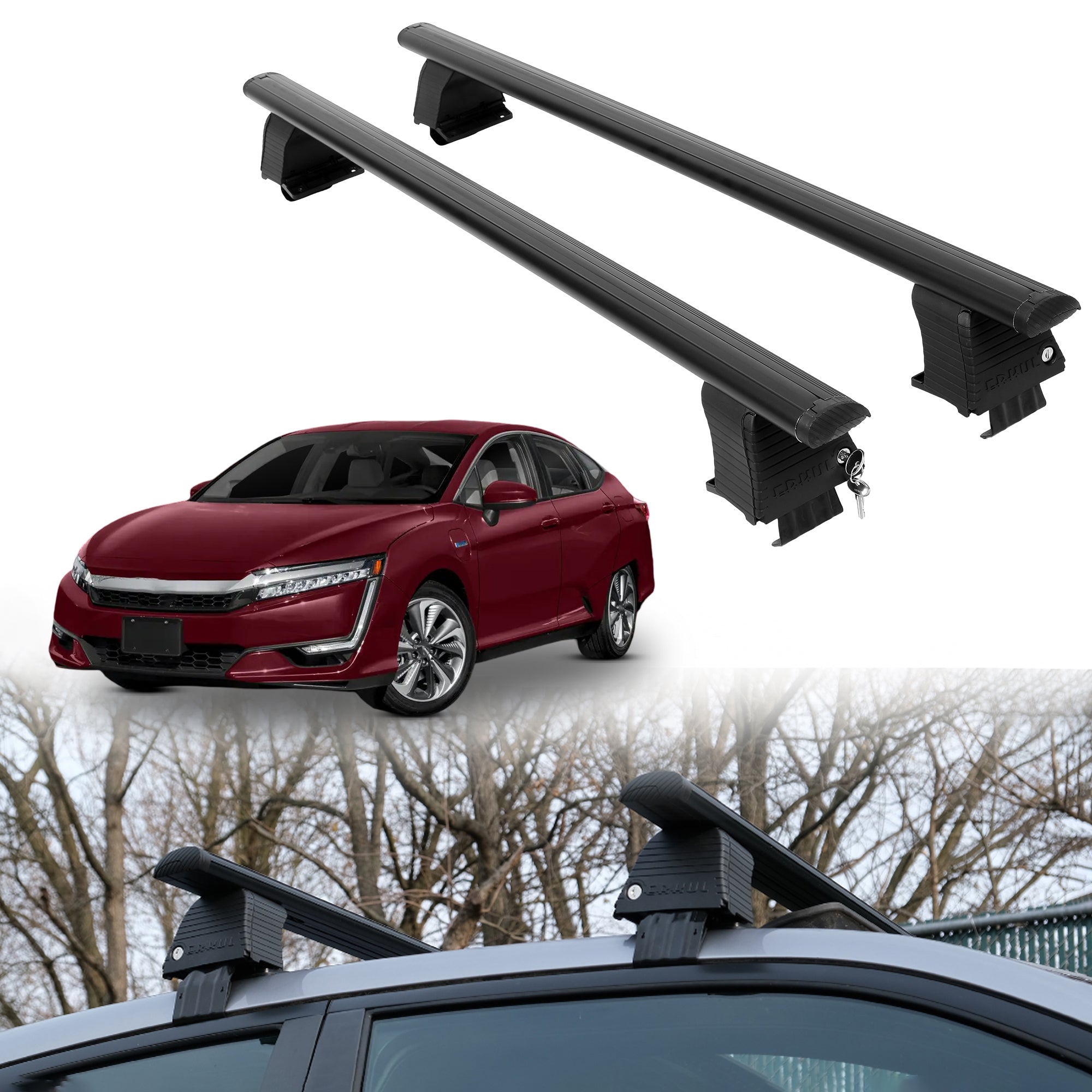Roof Rack Crossbars for Honda Clarity Plug-In Hybrid 2017 - 2021 - Black