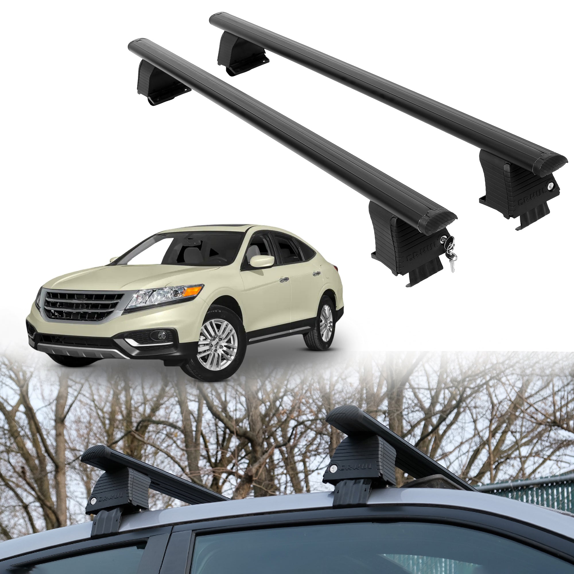 Roof Rack Crossbars for Honda Crosstour 2010-2015 Fits Naked Roof - Black