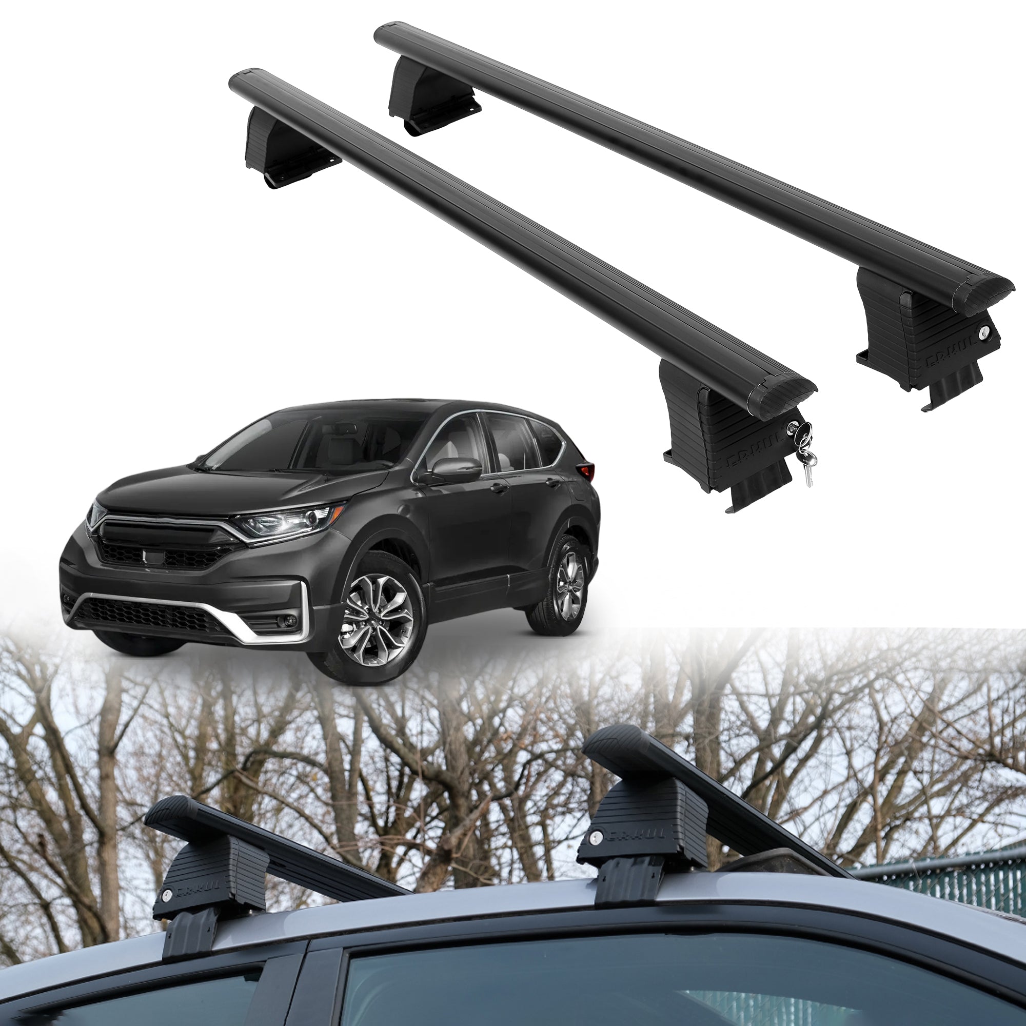 Roof Rack Crossbars for Honda CR-V 2017-2022 Fits Naked Roof - Black