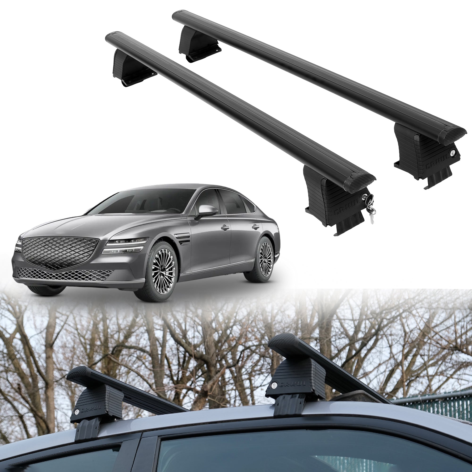 Roof Rack Crossbars for Genesis Electrified G80 2023-2025 - Black