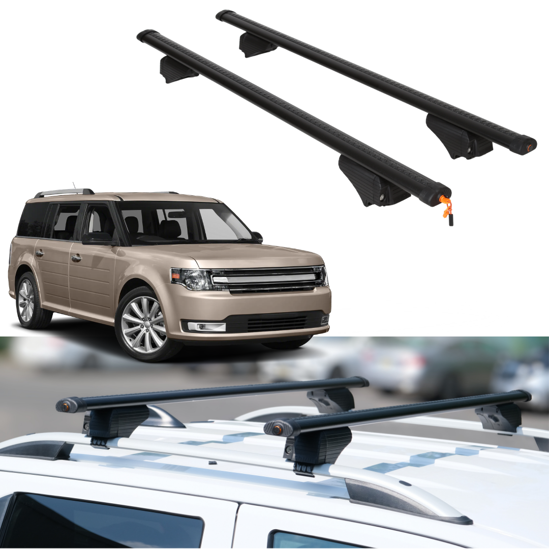 Roof Rack Crossbars for Ford Flex 2009-2019 Fits Raised Rails - Black