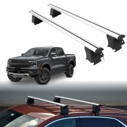 Roof Rack Crossbars for Ford Ranger 2024-2026 Fits Naked Roof - Silver