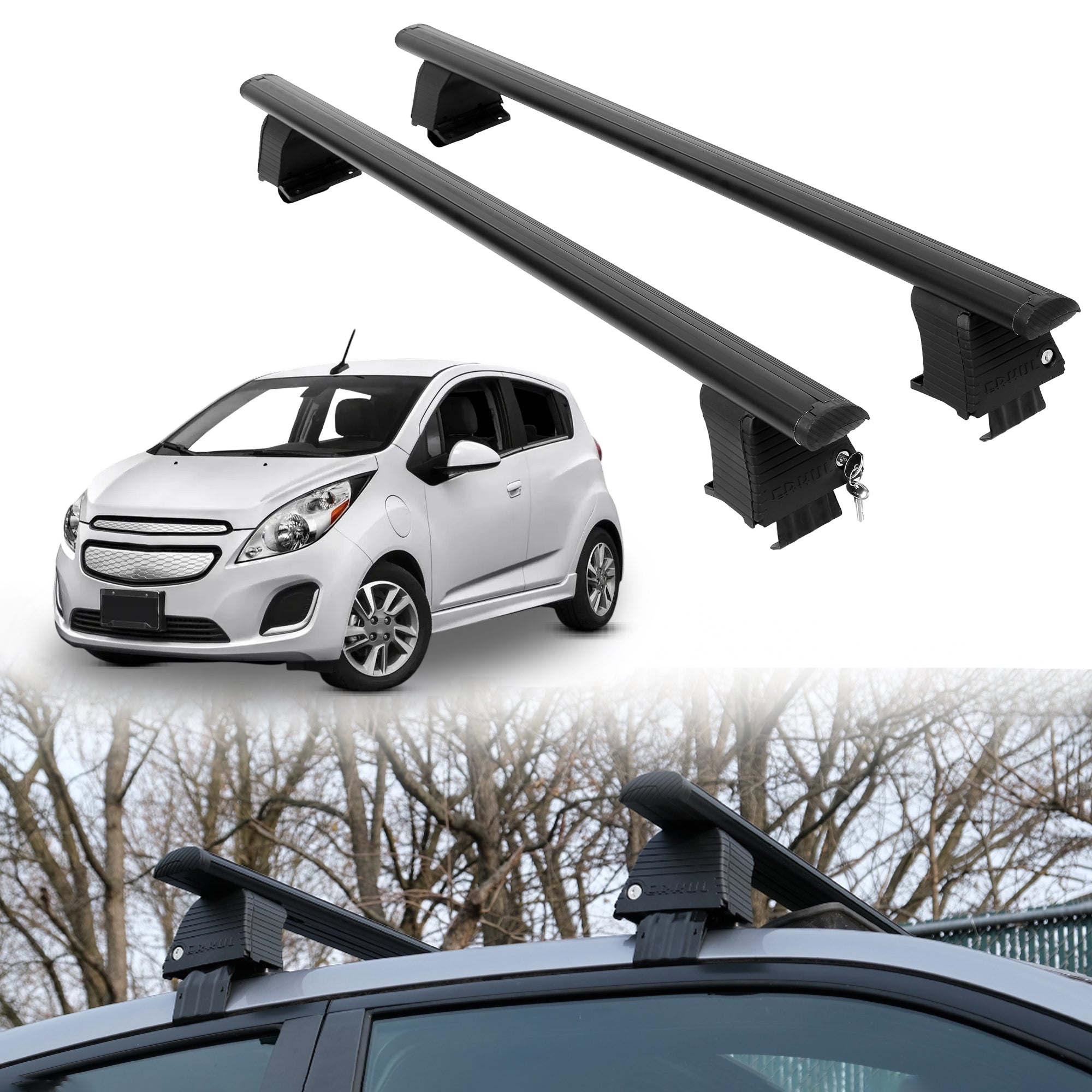 Roof Rack Crossbars for Chevrolet Spark EV 2014-2016 - Black