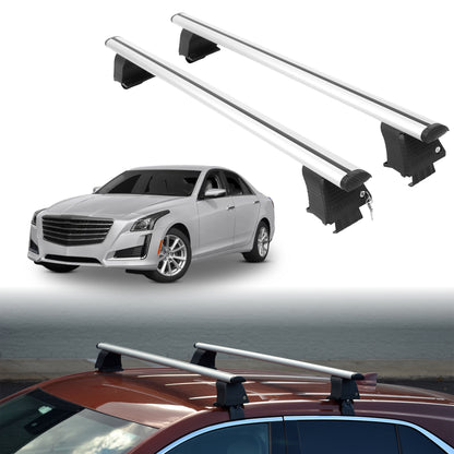 Roof Rack Crossbars for Cadillac CTS 2014-2019 Fits Naked Roof - Silver