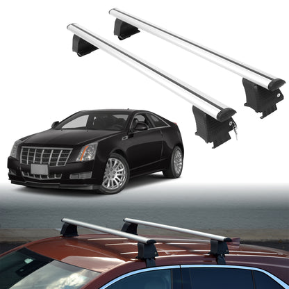 Roof Rack Crossbars for Cadillac CTS 2008-2013 Fits Naked Roof - Silver