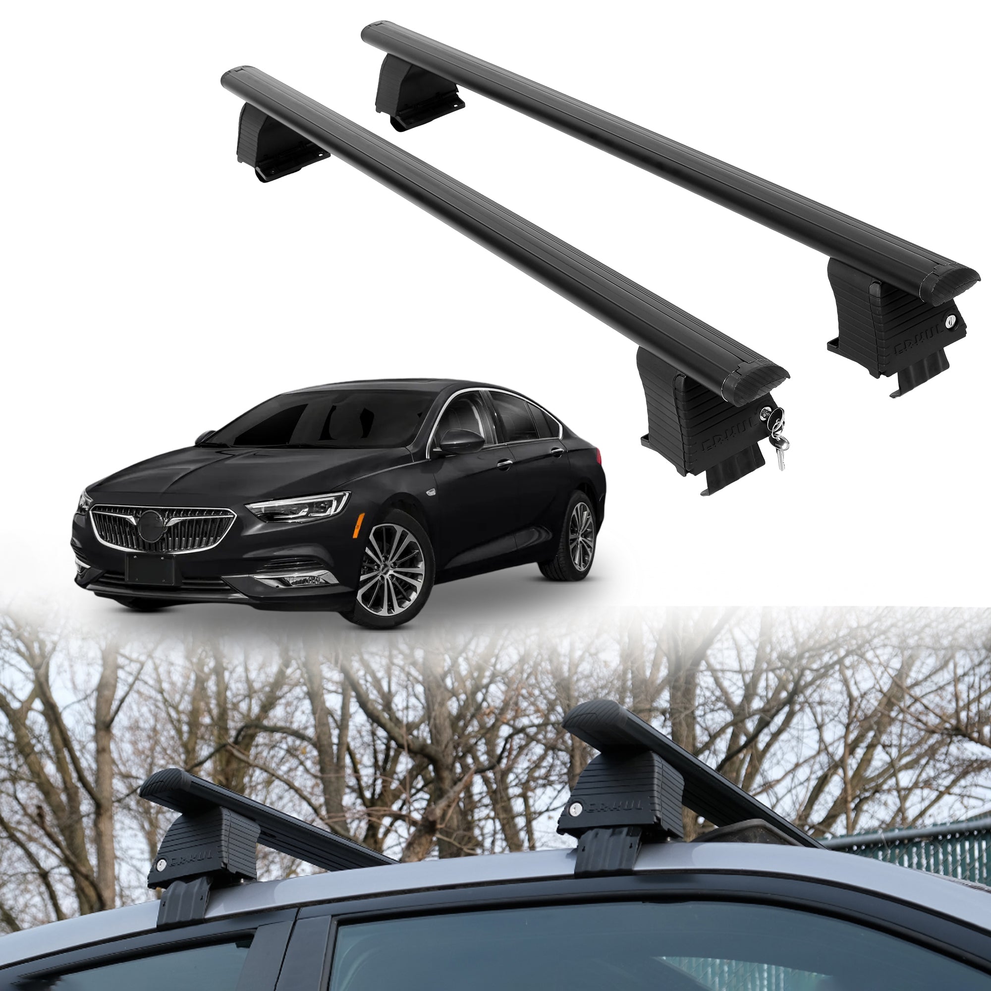 Roof Rack Crossbars for Buick Regal Sportback 2018-2020 - Black