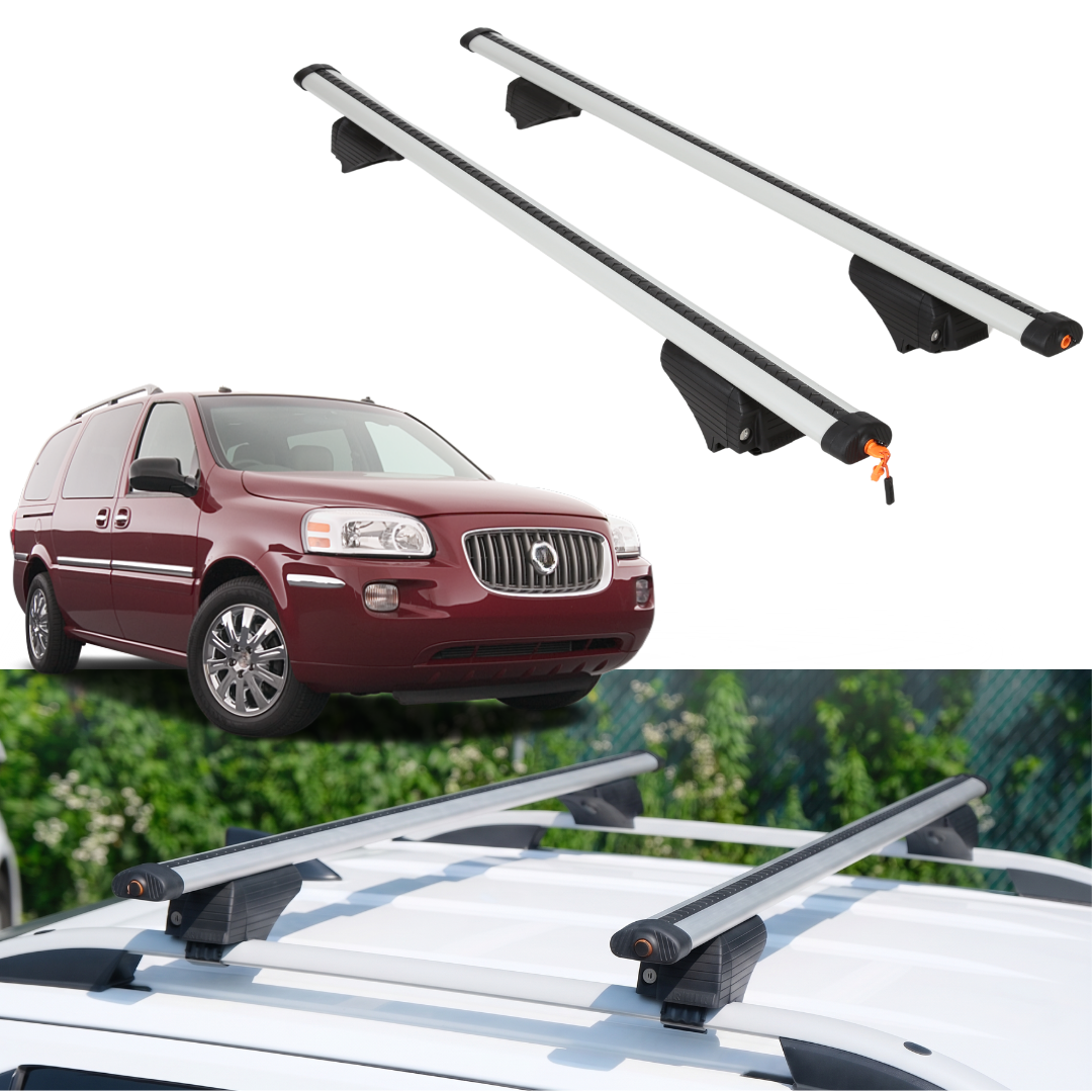 Roof Rack Crossbars for Buick Terraza 2005-2007 Fits Raised Rails - Silver