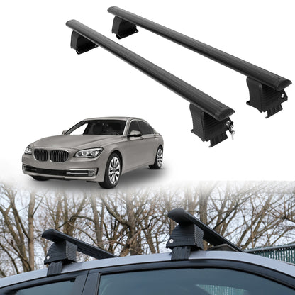 Roof Rack Crossbars for BMW ActiveHybrid 740 2013 Fits Naked Roof - Black