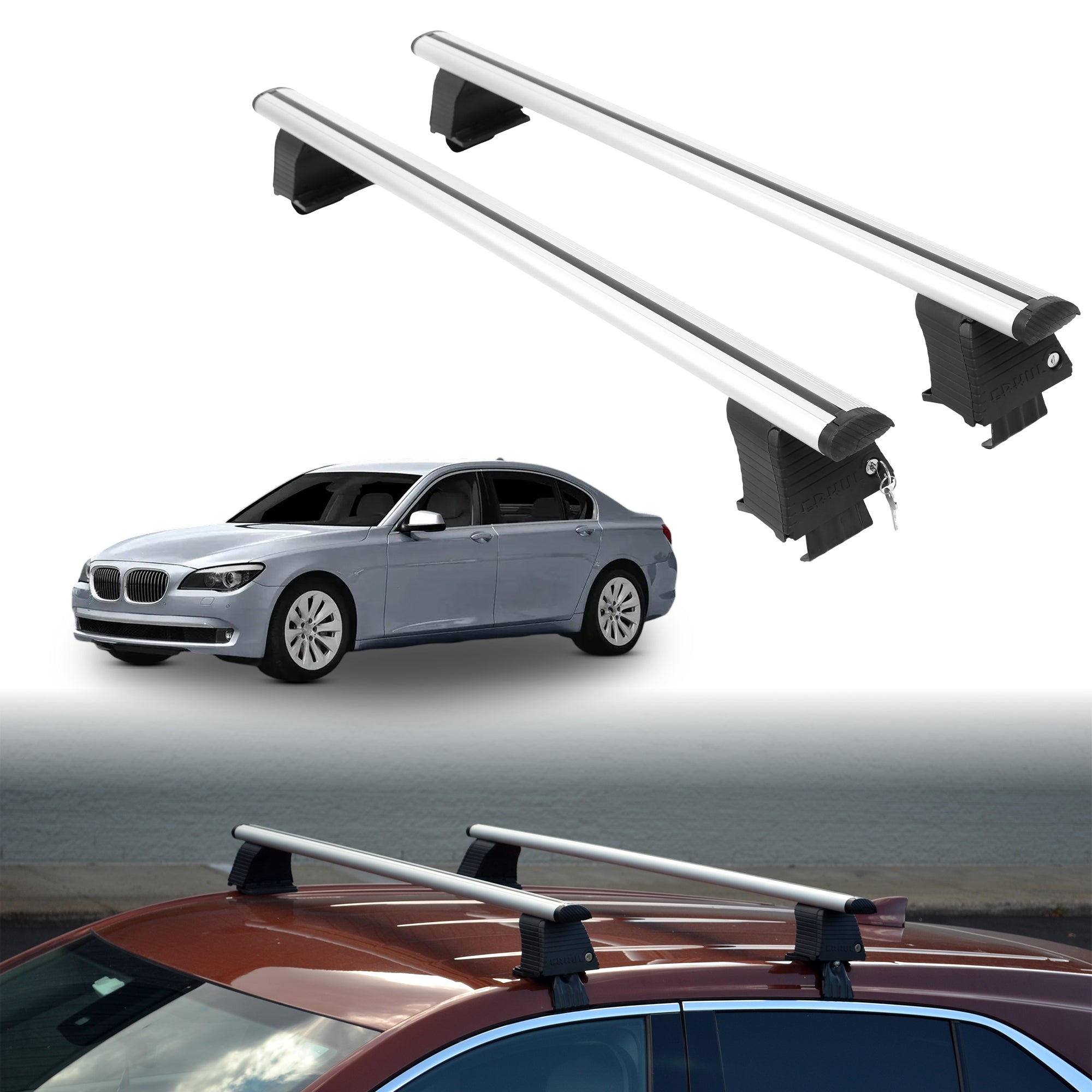 Roof Rack Crossbars for BMW ActiveHybrid 750 2011-2013 - Silver