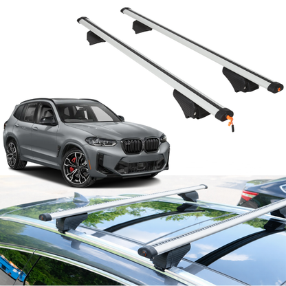 Roof Rack Crossbars for BMW X3 M 2020-2024 Fits Flush Rails - Silver