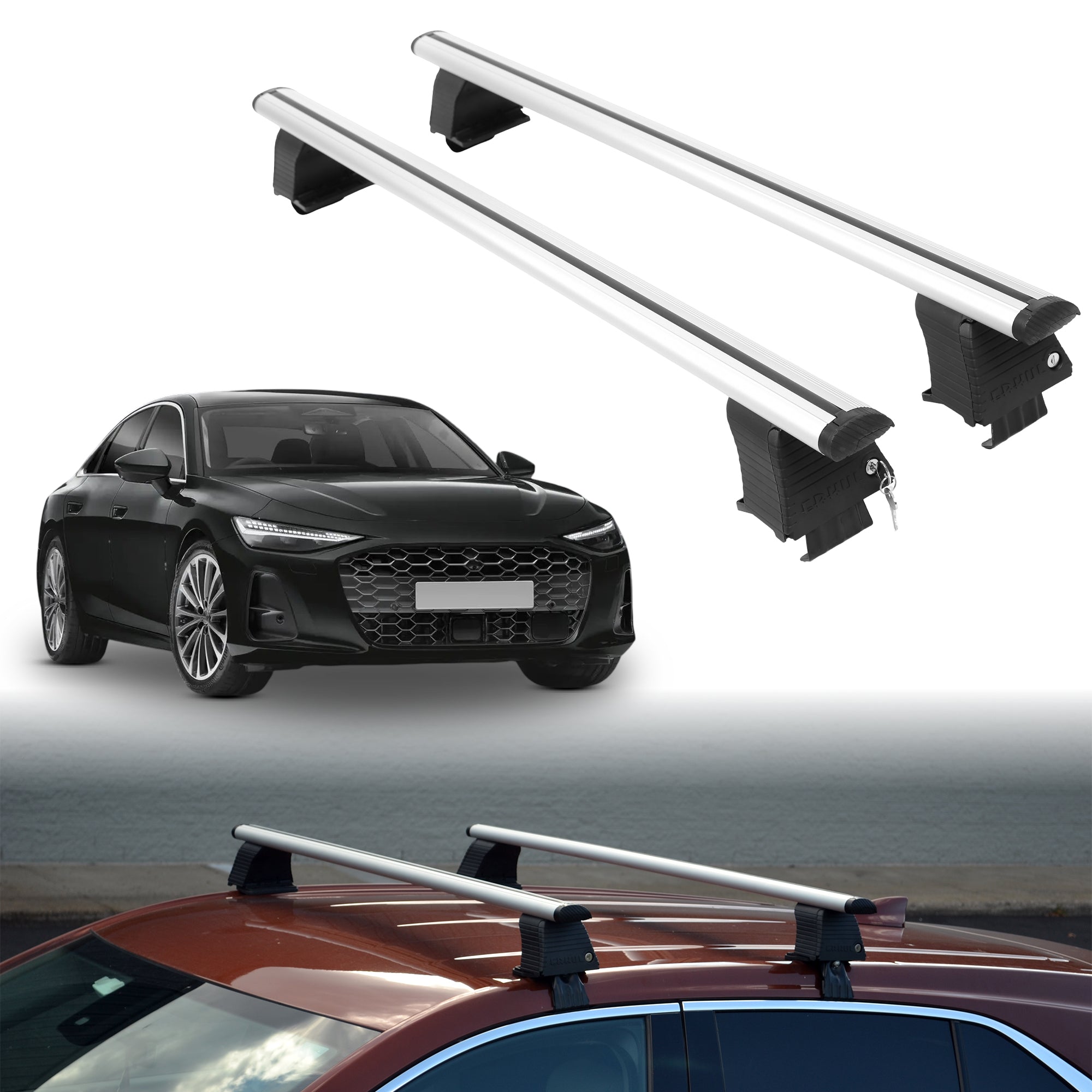 Roof Rack Crossbars for Audi A6 2026 Fits Naked Roof - Silver