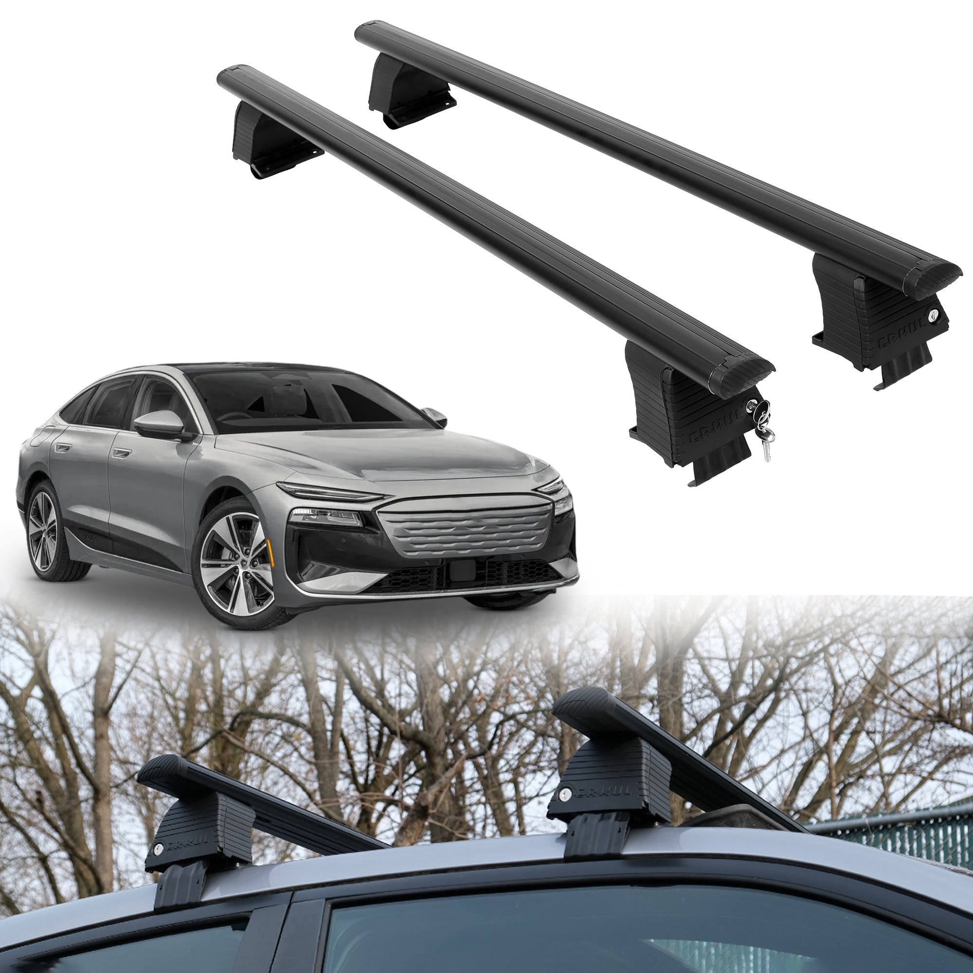 Roof Rack Crossbars for Audi A6 e-tron 2025-2027 Fits Naked Roof - Black