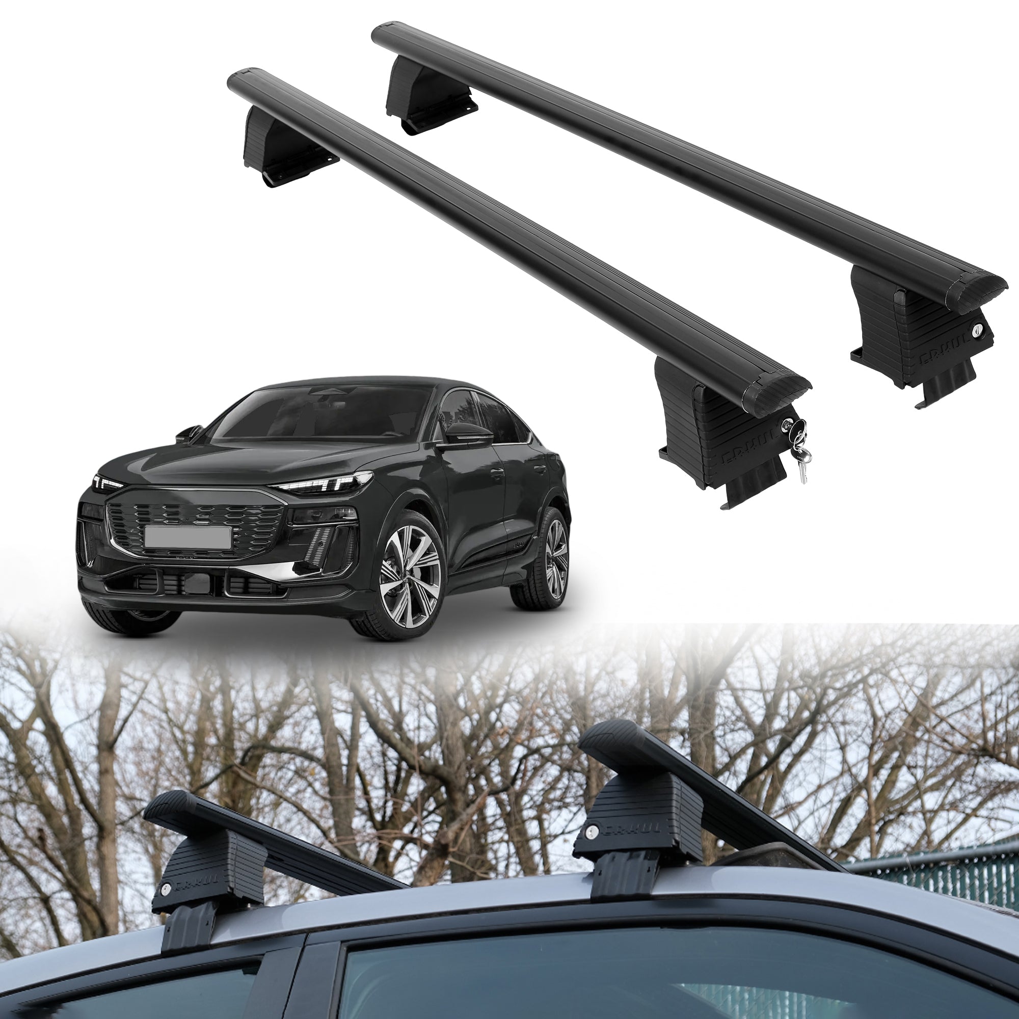 Roof Rack Crossbars for Audi SQ6 e-tron Sportback 2025-2027 - Black