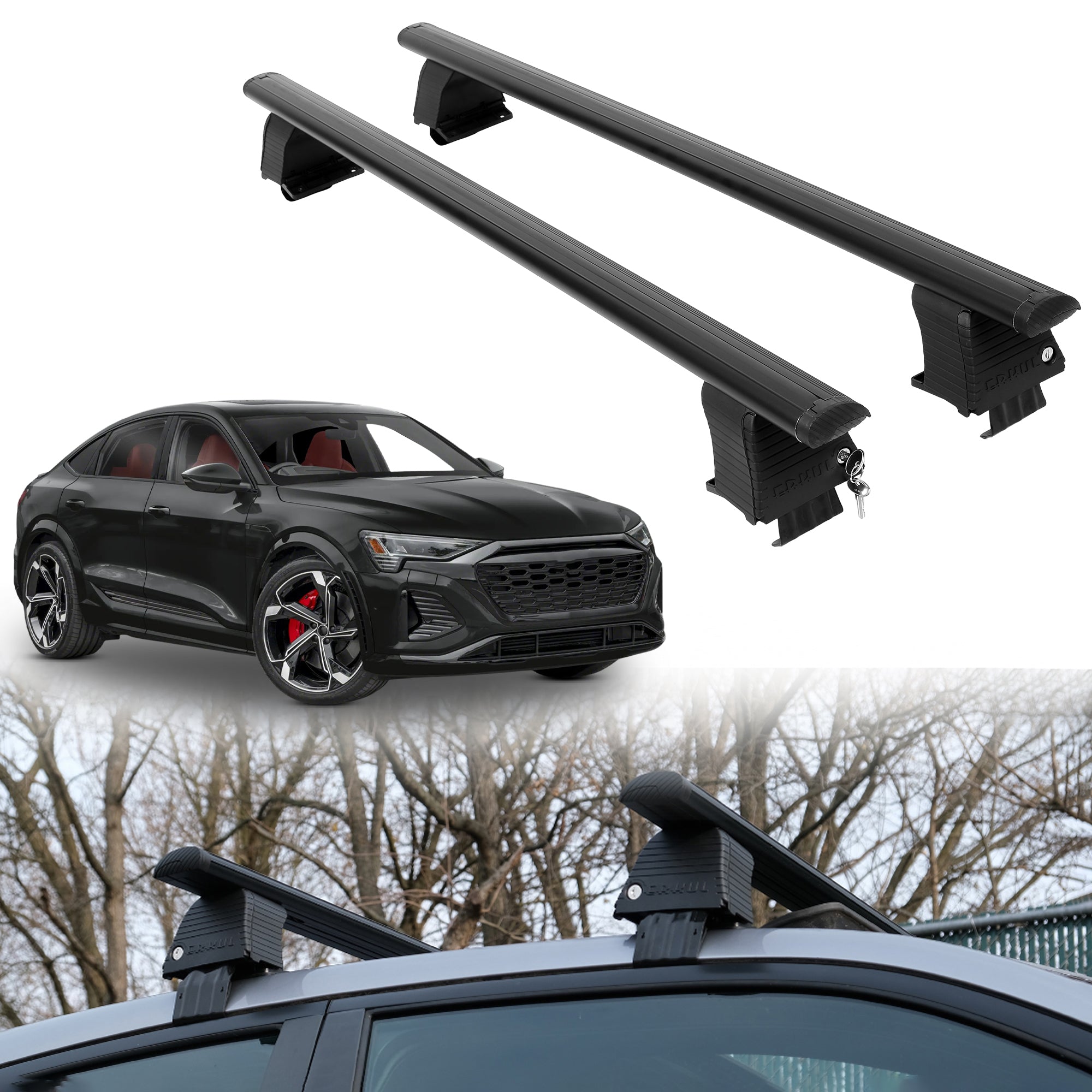 Roof Rack Crossbars for Audi SQ8 e-tron Sportback 2024-2025 - Black
