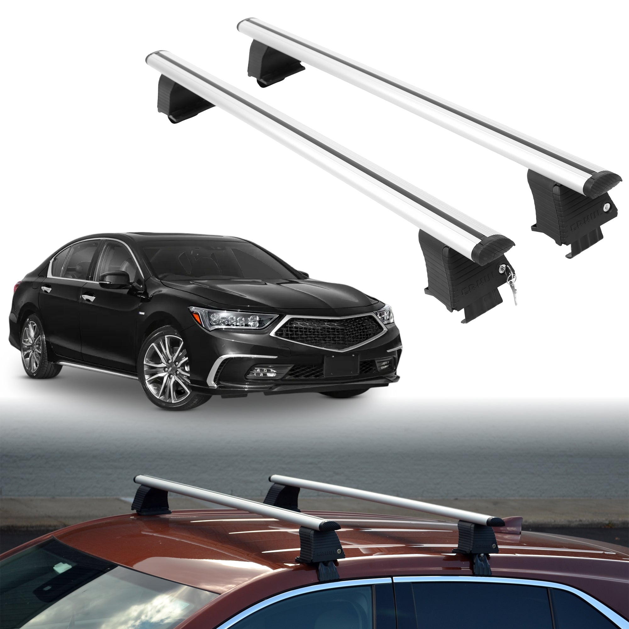 Roof Rack Crossbars for Acura RLX / RLX Sport Hybrid 2014-2020 - Silver