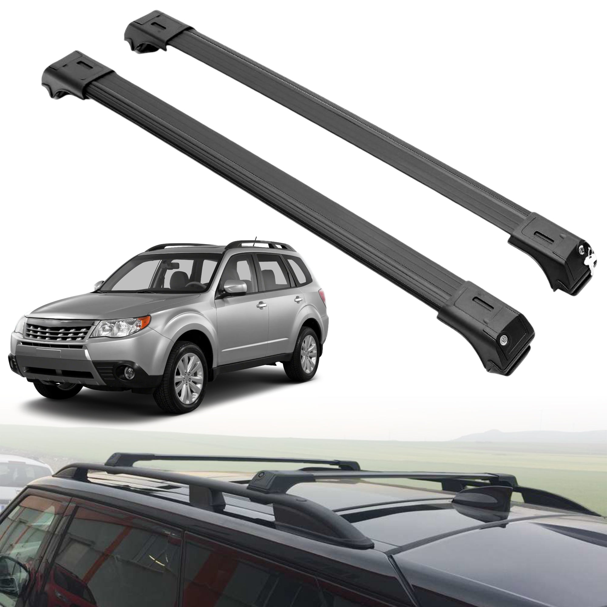 Roof Rack Crossbars for Subaru Forester 2009-2013 - Black