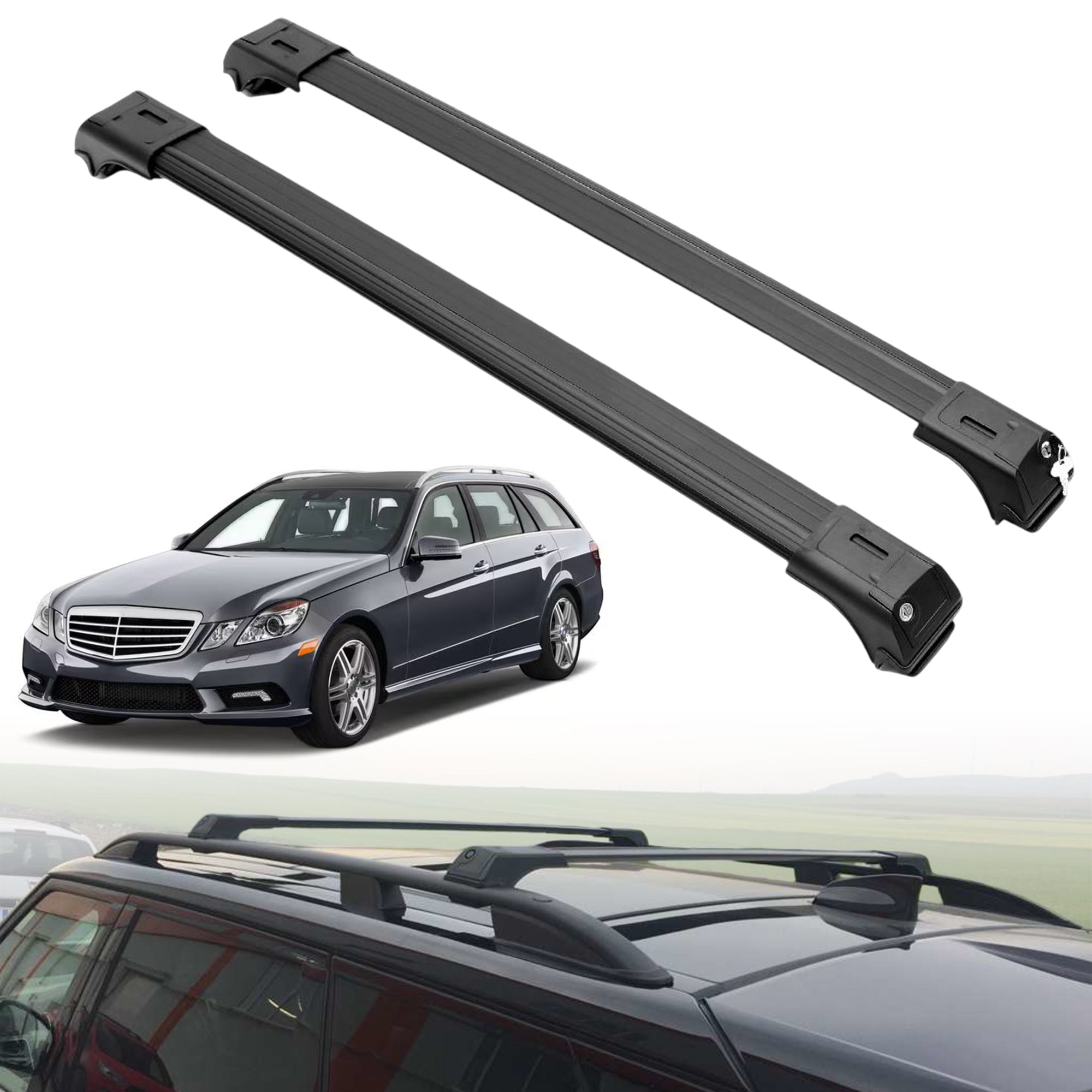Roof Rack Crossbars for Mercedes-Benz E-Class 2011-2016 - Black
