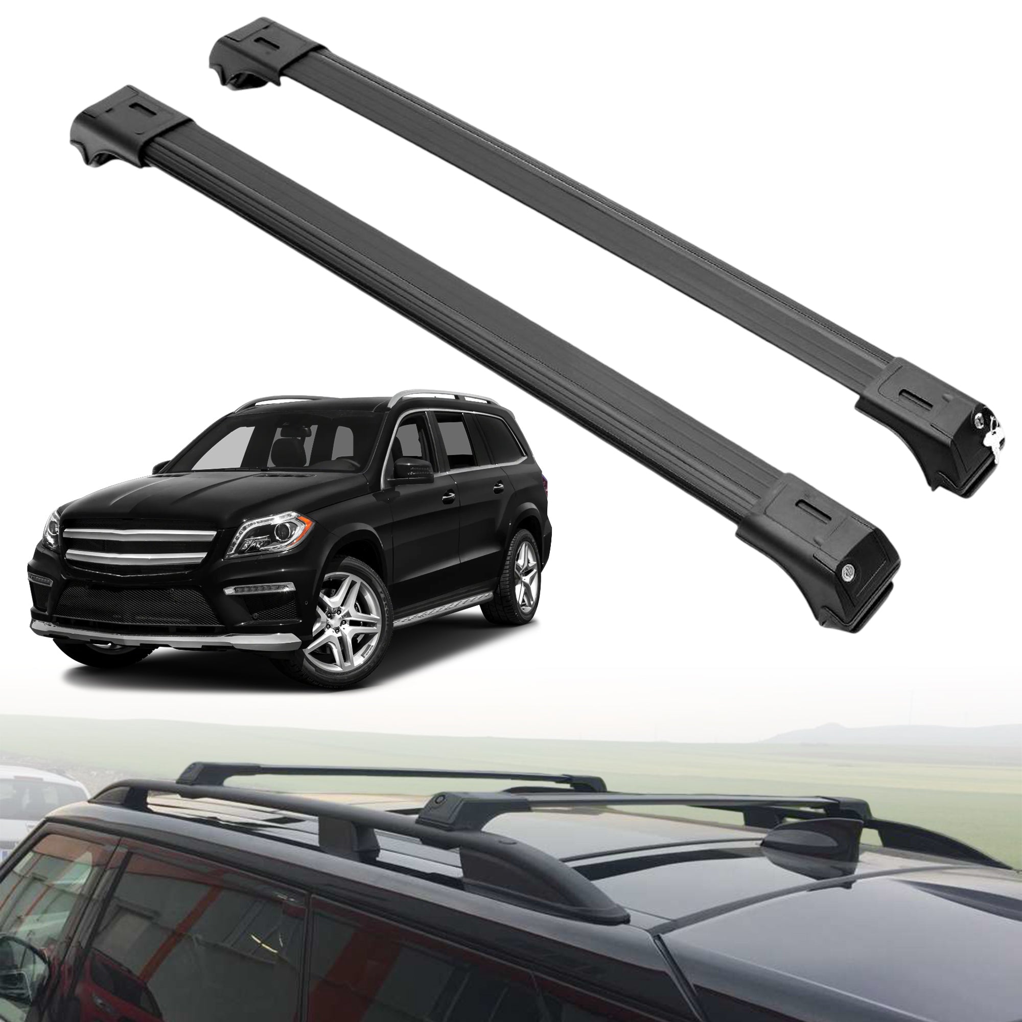 Roof Rack Crossbars for Mercedes-Benz GL-Class 2013-2016 - Black