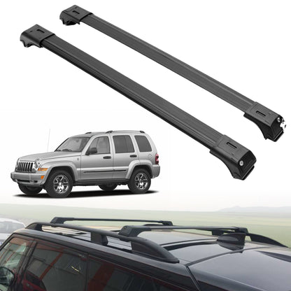 Roof Rack Crossbars for Jeep Liberty 2002-2007 Fits Raised Rails - Black