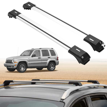 Roof Rack Crossbars for Jeep Liberty 2002-2007 Fits Raised Rails - Silver