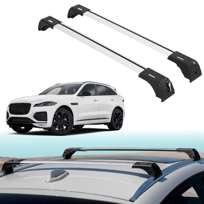 Roof Rack Crossbars for Jaguar F-Pace 2017-2026 Fits Flush Rails - Silver