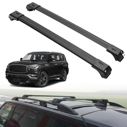 Roof Rack Crossbars for INFINITI QX80 2014-2024 Fits Raised Rails - Black