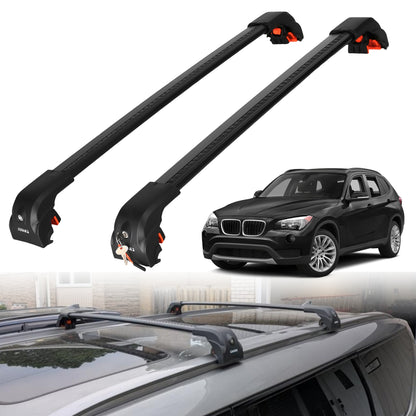 220 lbs Roof Rack Crossbars for BMW X1 2013-2015 Fits Flush Rails - Black