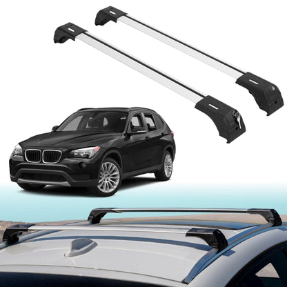 Roof Rack Crossbars for BMW X1 2013-2015 Fits Flush Rails - Silver