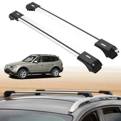 Roof Rack Crossbars for BMW X3 2004-2010 Fits Raised Rails - Silver