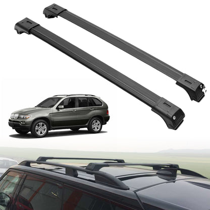 Roof Rack Crossbars for BMW X5 2000-2006 Fits Raised Rails - Black