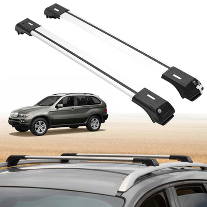 Roof Rack Crossbars for BMW X5 2000-2006 Fits Raised Rails - Silver