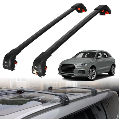 220 lbs Roof Rack Crossbars for Audi Q3 2015-2018 Fits Flush Rails - Black