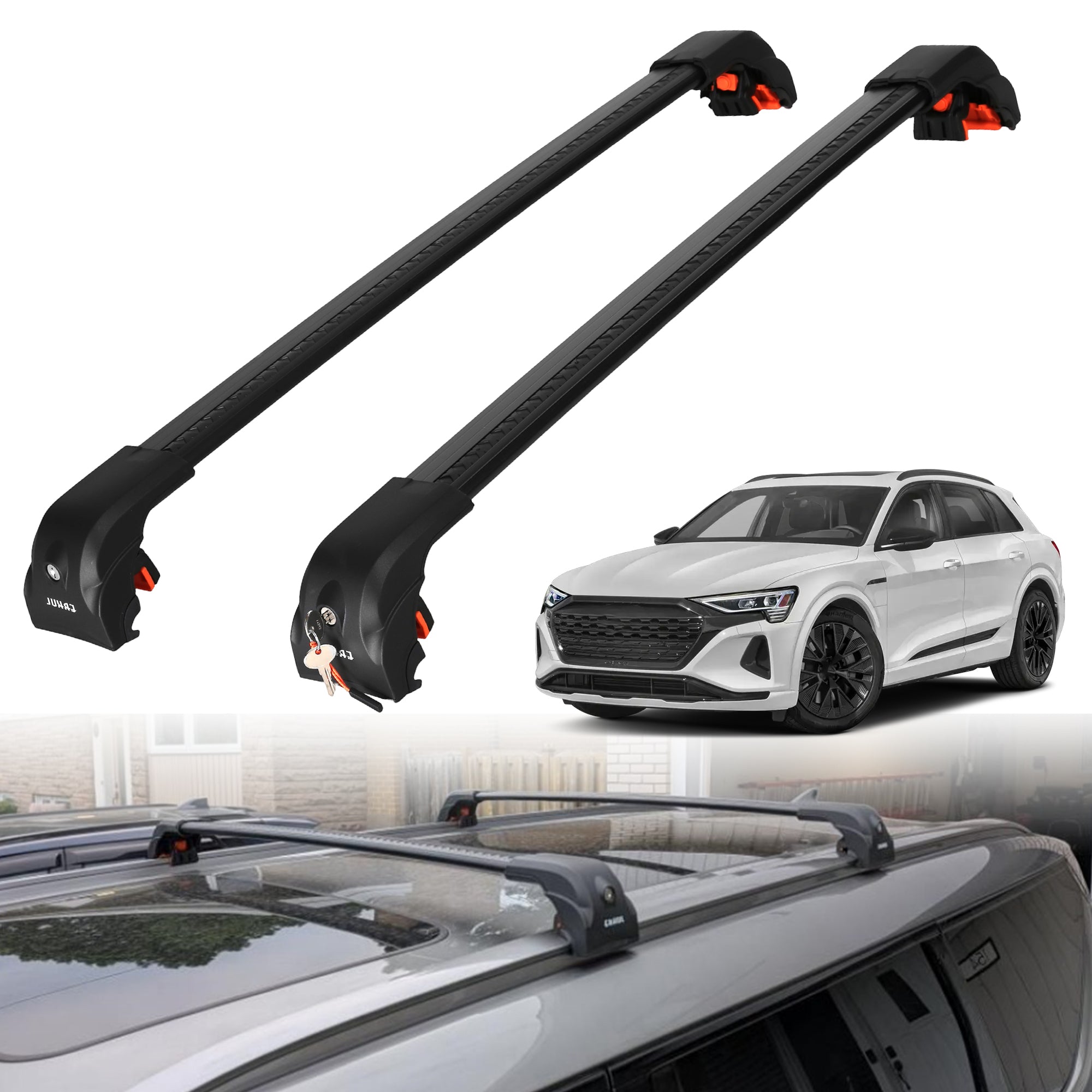 220 lbs Roof Rack Crossbars for Audi Q8 / Q8 e-tron 2019-2026 - Black