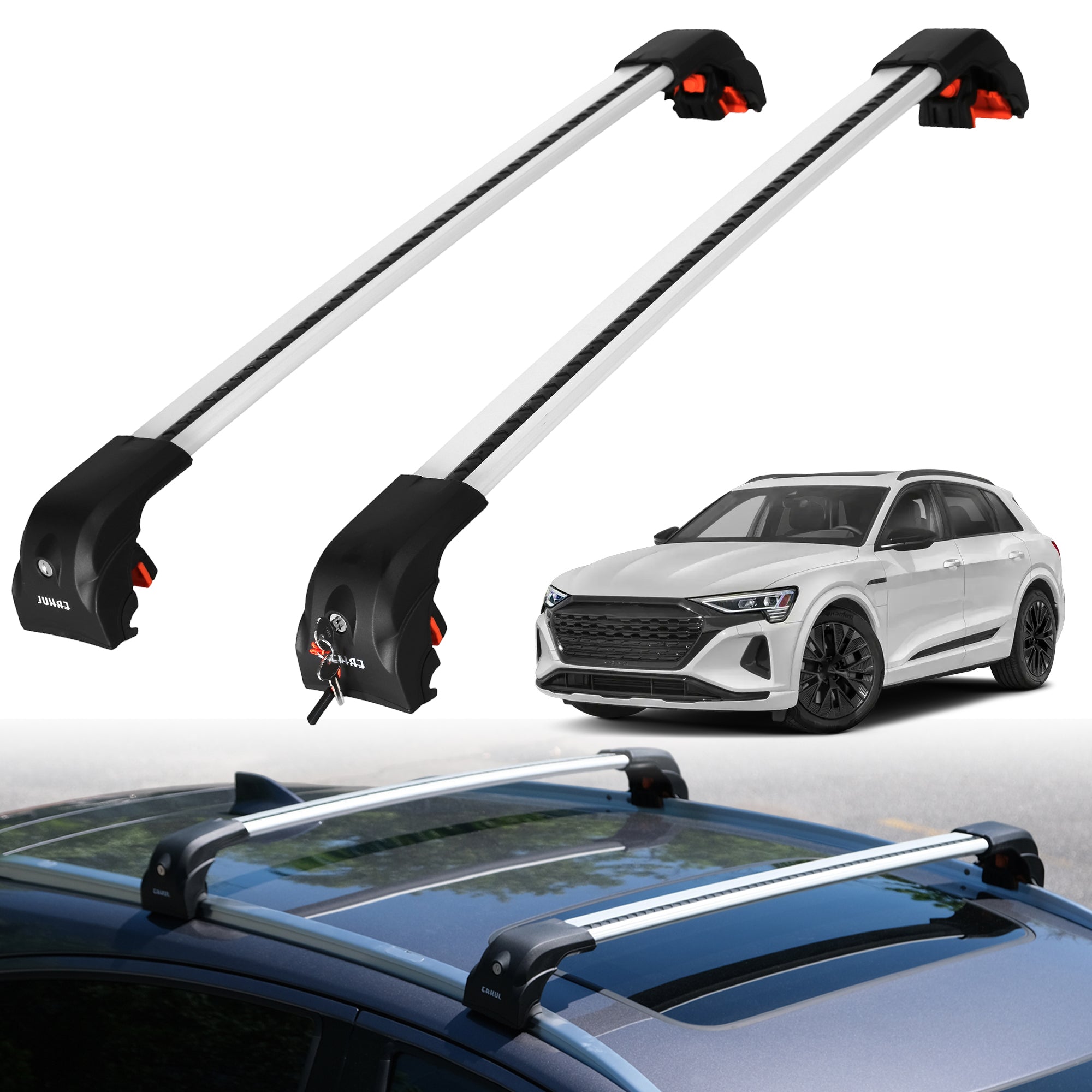 220 lbs Roof Rack Crossbars for Audi Q8 / Q8 e-tron 2019-2026 - Silver