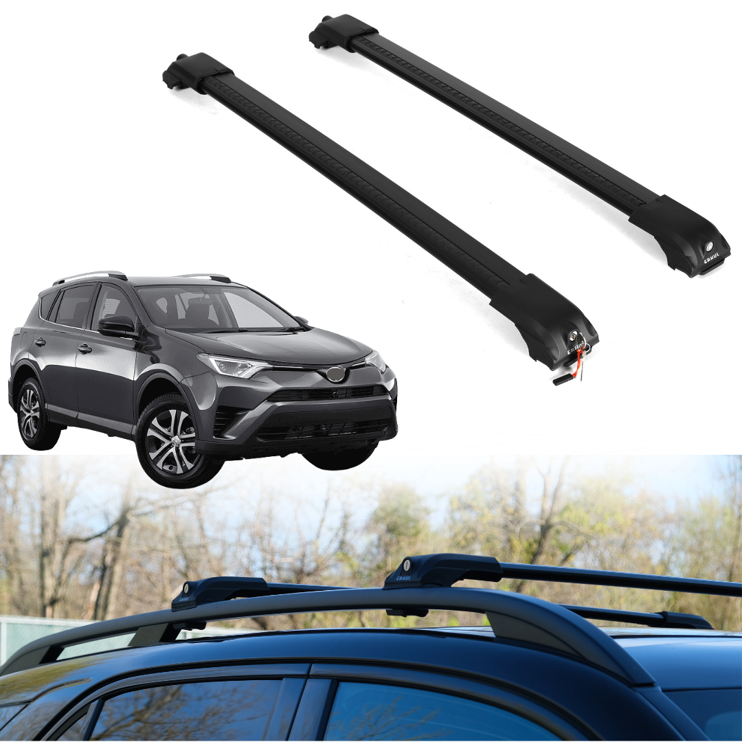 Roof Rack Crossbars for Toyota RAV4 2013-2018 Fits Raised Rails - Black