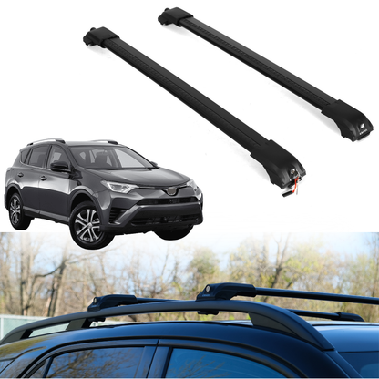 Roof Rack Crossbars for Toyota RAV4 2013-2018 Fits Raised Rails - Black