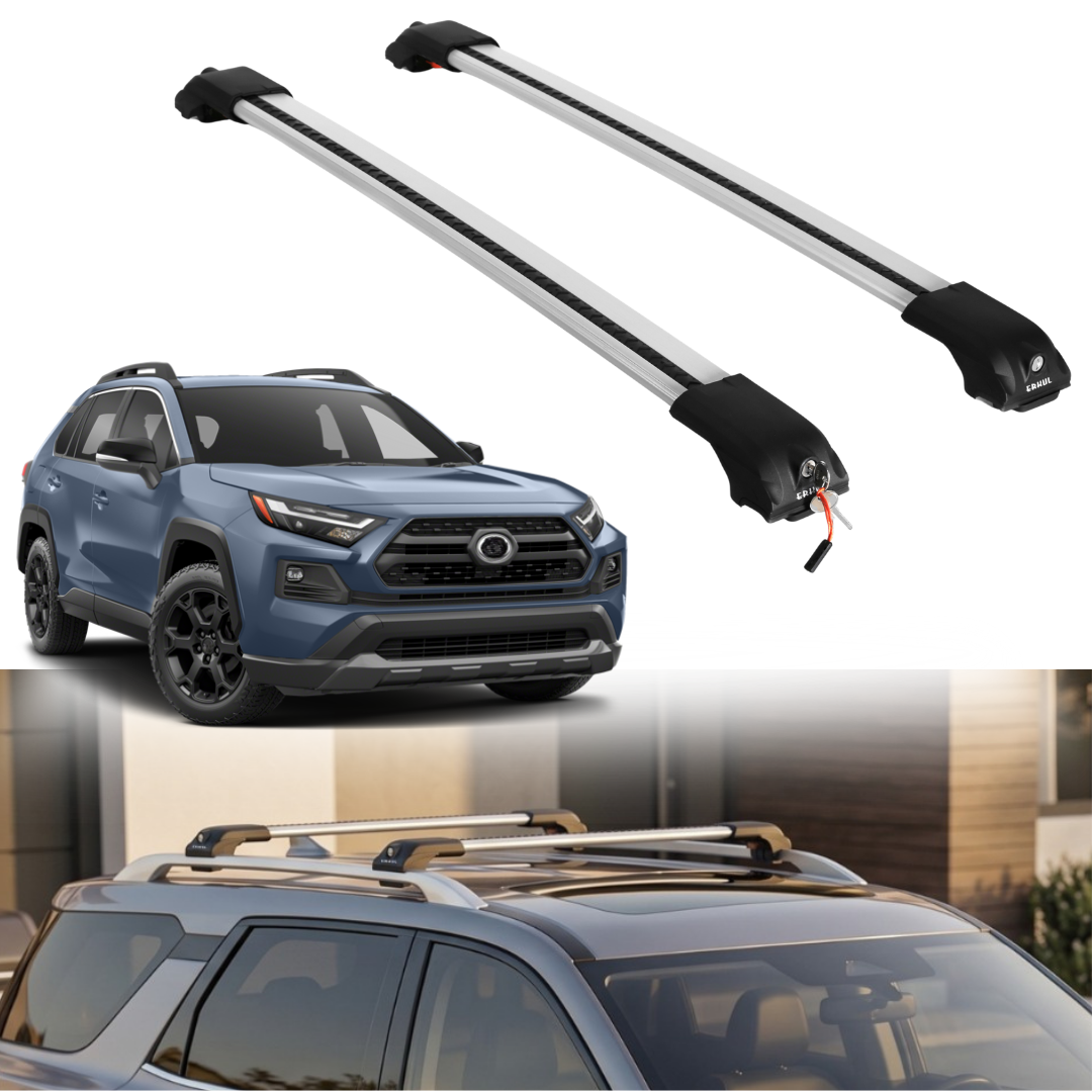 Roof Rack Crossbars for Toyota RAV4 2019-2025 Fits Raised Rails - Silver