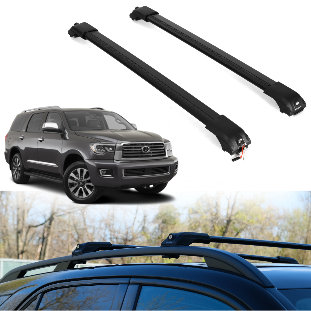 Roof Rack Crossbars for Toyota Sequoia 2008-2022 Fits Raised Rails - Black