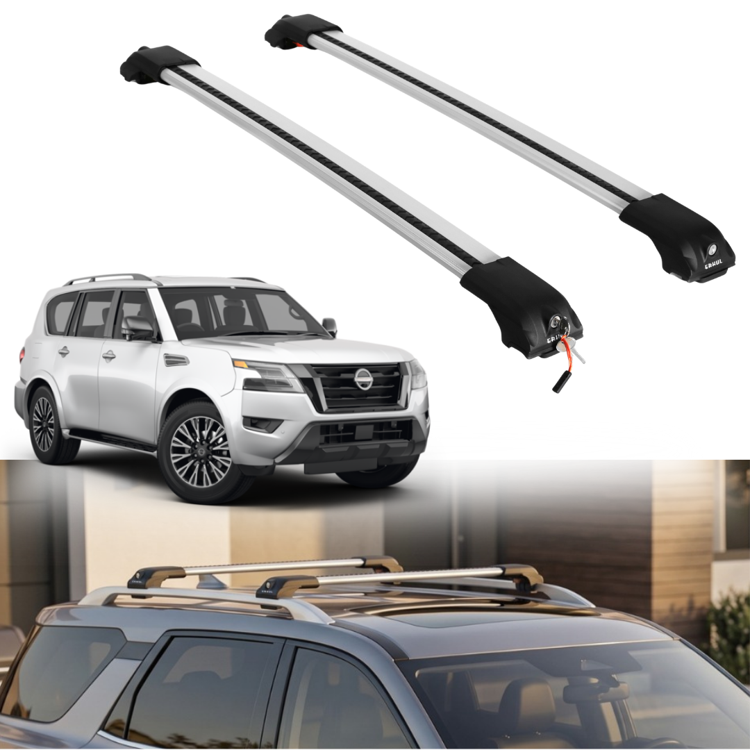 Roof Rack Crossbars for Nissan Armada 2017-2024 Fits Raised Rails - Silver
