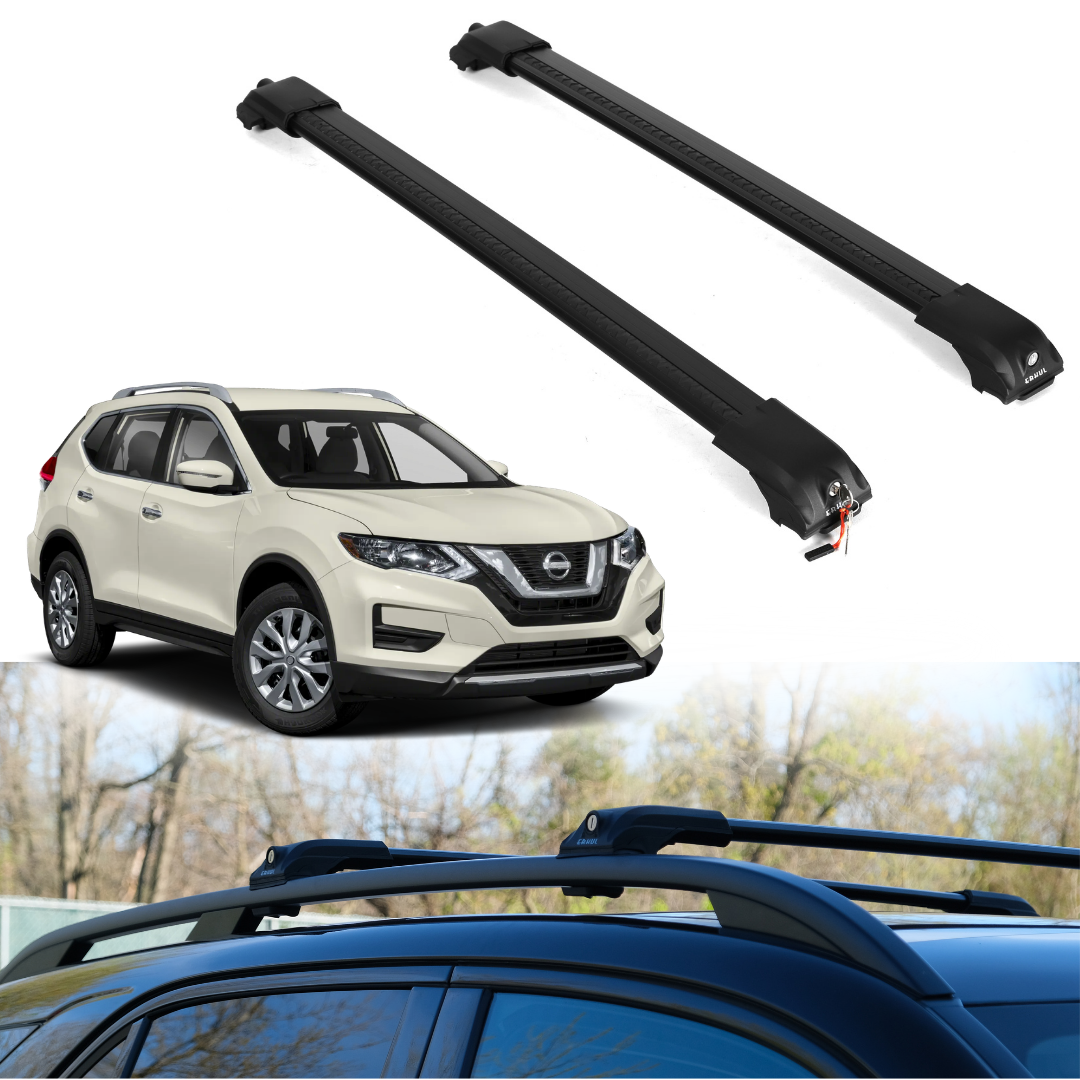 Roof Rack Crossbars for Nissan Rogue 2014-2020 Fits Raised Rails - Black