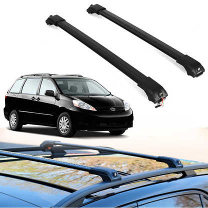 Roof Rack Crossbars for Toyota Sienna 2004-2010 Fits Raised Rails - Black