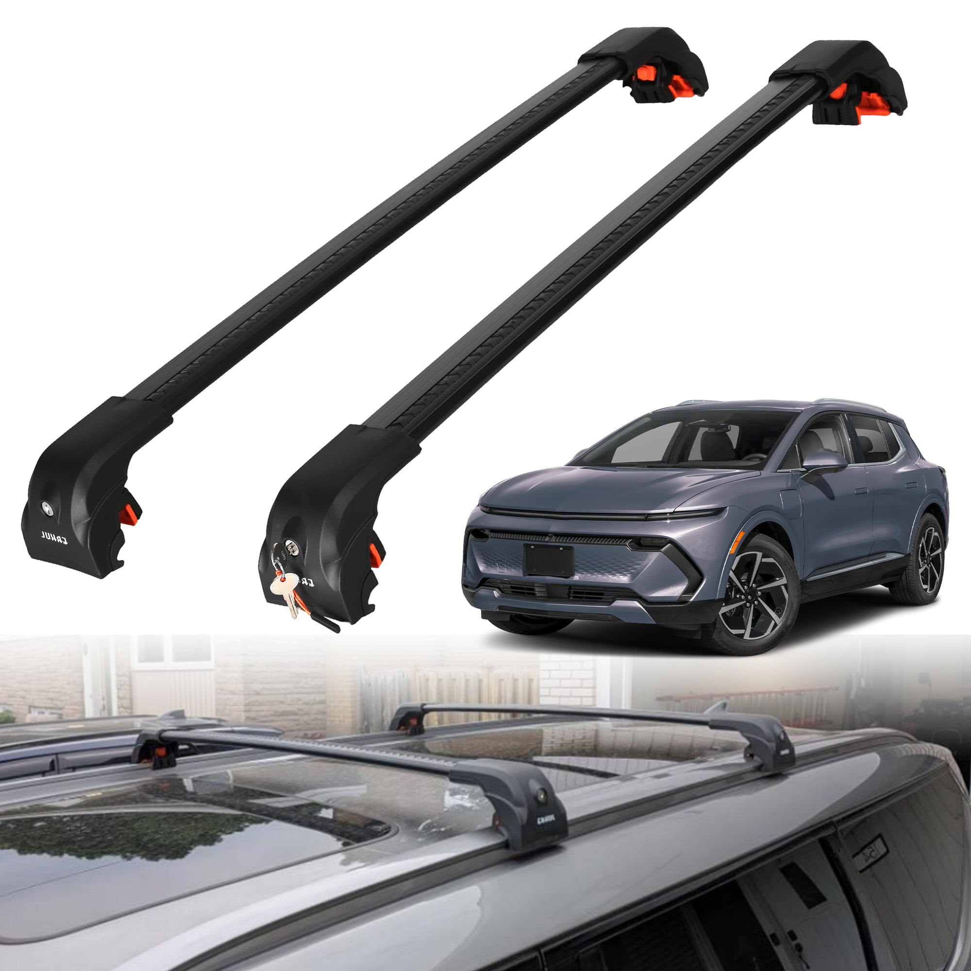220 lbs Roof Rack Crossbars for Chevrolet Equinox EV 2024-2026 - Black