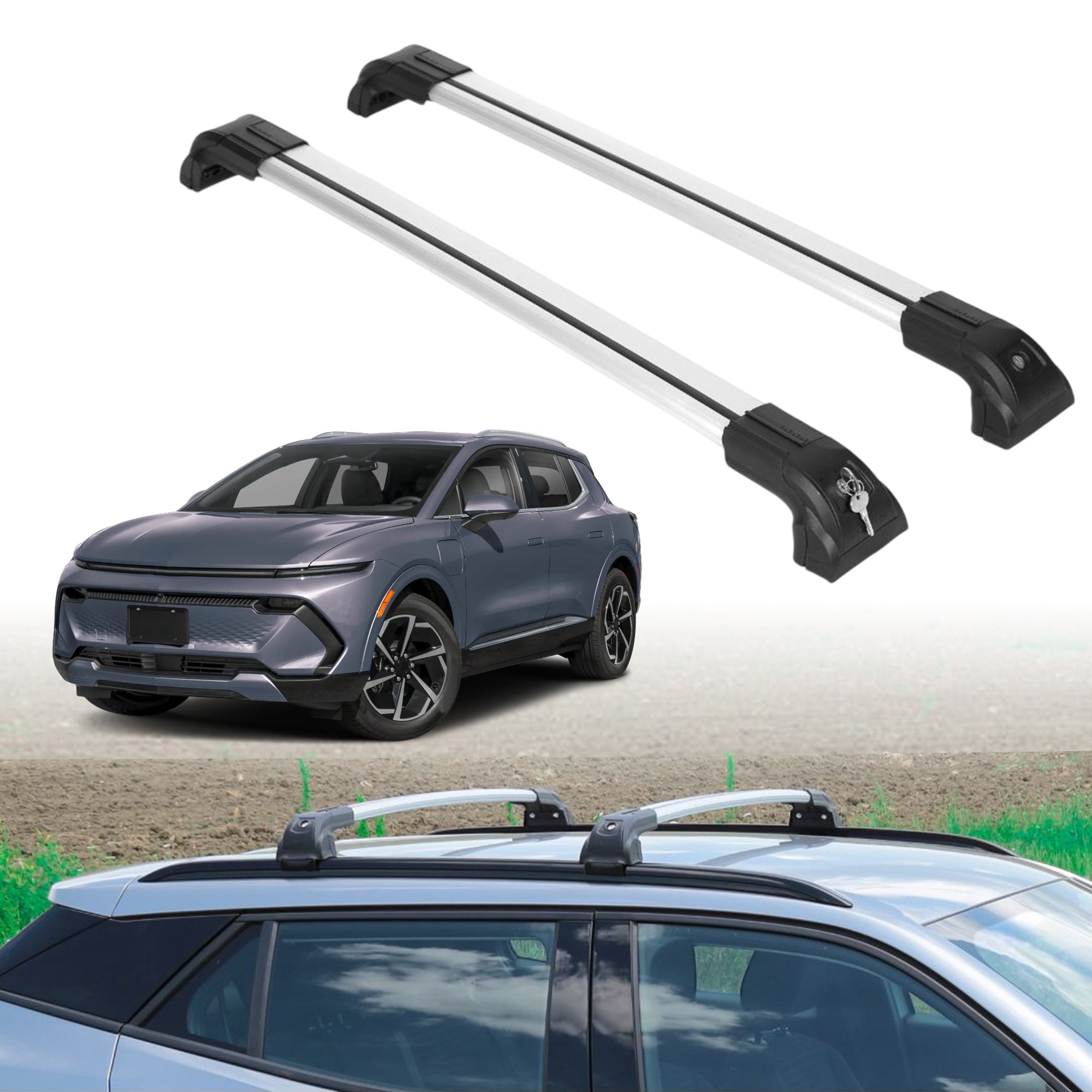 220 lbs Roof Rack Crossbars for Chevrolet Equinox EV 2024-2026 - Silver