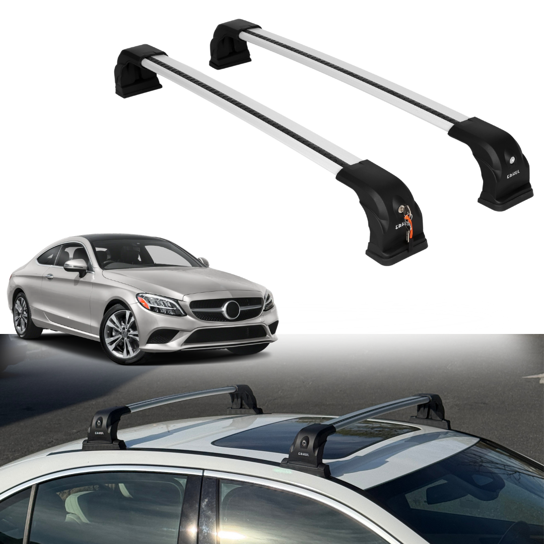 220 lbs Roof Rack Crossbars for Mercedes-Benz C-Class 2015-2021 - Silver
