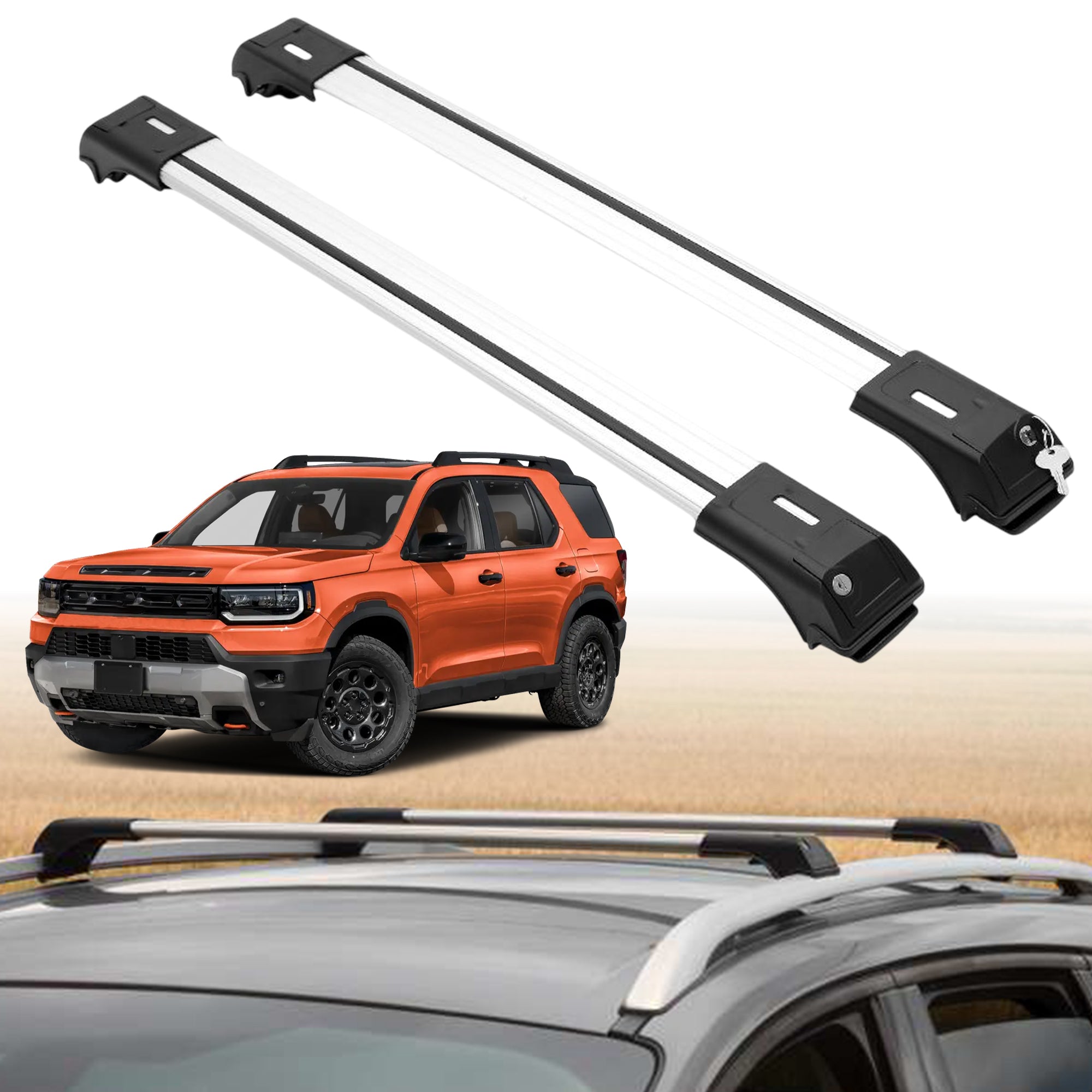 Roof Rack Crossbars for Honda Passport 2026 Fits Raised Rails - Silver