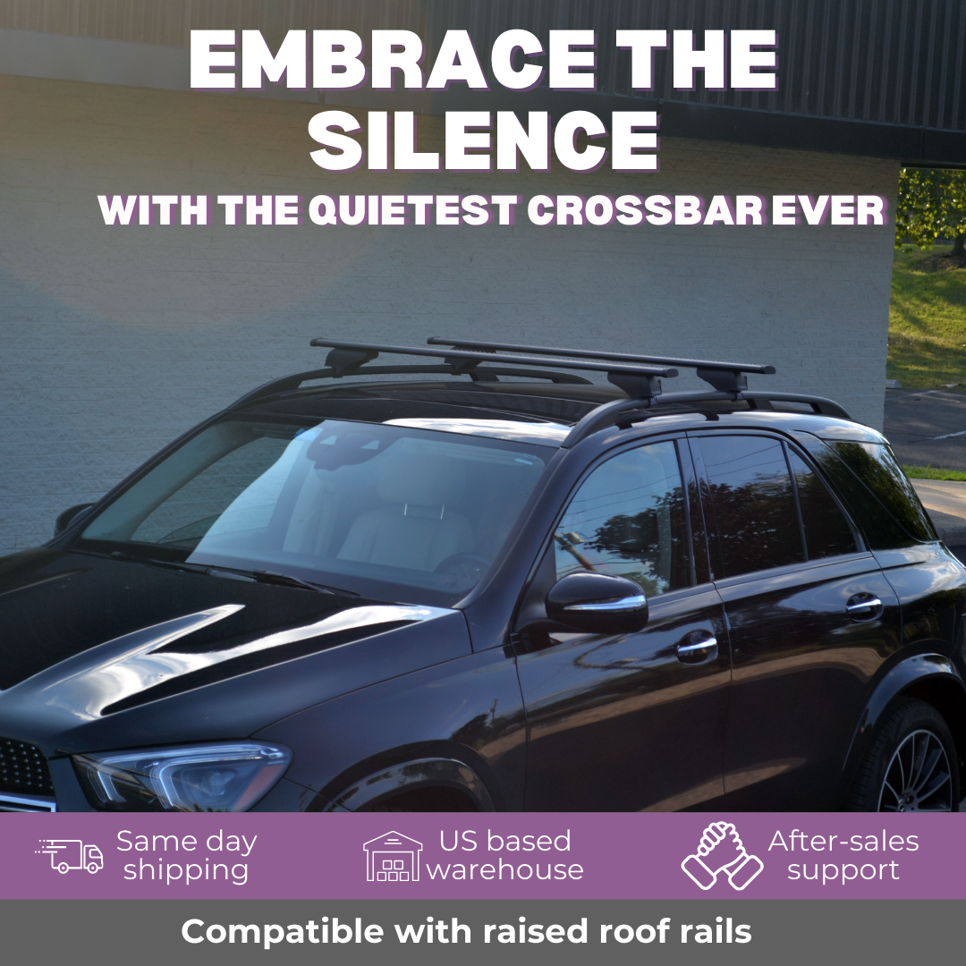 ERKUL Universal Roof Rack Cross Bars - 42.5" Crossbars Fits Raised Side Rail Cars & SUVs | Adjustable Aluminum Aero Bars for Rooftop Luggage Cargo Carrier Canoe Kayak Bike Ski | Black