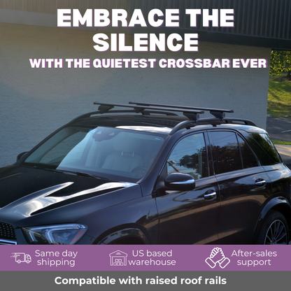 ERKUL Universal Roof Rack Cross Bars - 42.5" Crossbars Fits Raised Side Rail Cars & SUVs | Adjustable Aluminum Aero Bars for Rooftop Luggage Cargo Carrier Canoe Kayak Bike Ski | Black