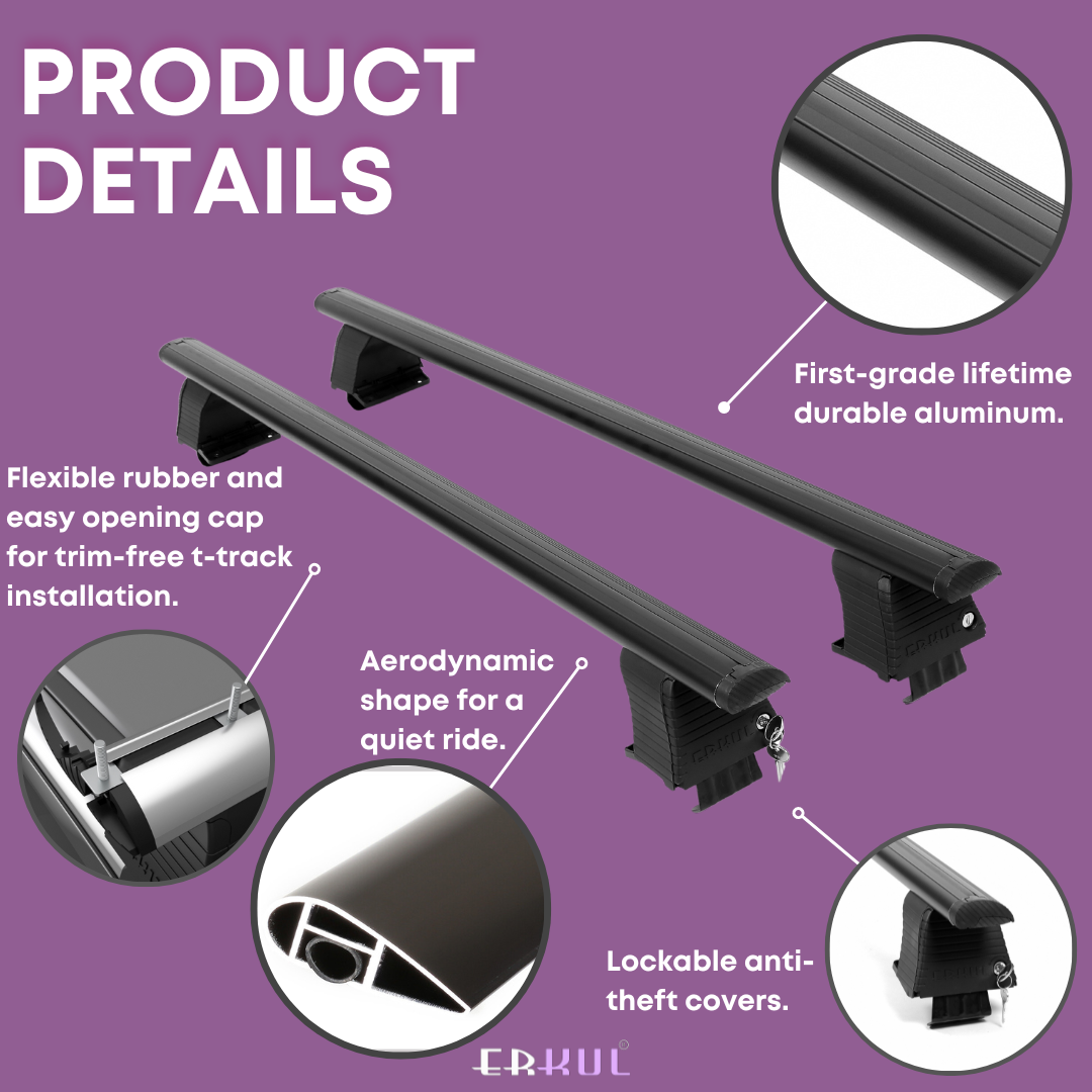 Roof Rack Crossbars for Dodge Journey 2009-2020 Fits Naked Roof - Black