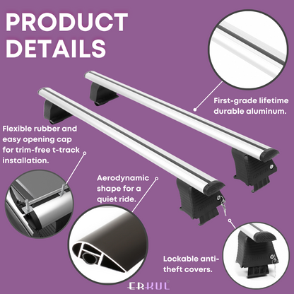ERKUL Roof Rack Crossbars For CHEVROLET CRUZE 2011-2015 Naked Roof Aluminum Silver